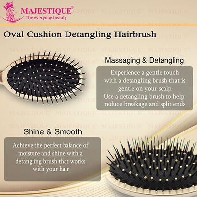 Majestique Golden Oval Cushion Detangling Brush, Friendly Detangling Brush Ultra-Soft Tipped Nylon 1's - Straighteners