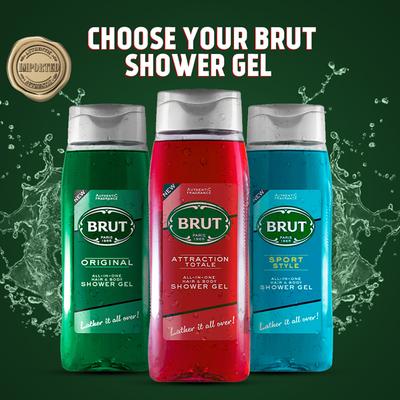 Brut Attraction Total All-In-One Hair & Body Shower Gel 500 ml - Shower Gels & Body Wash