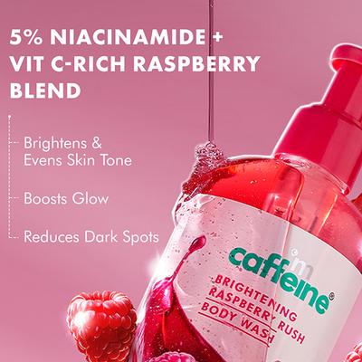 mCaffeine Brightening Raspberry Body Wash - Fruity Raspberry Aroma, Vitamin C Rich & 5% Glycerine 300 ml - Shower Gels & Body Wash