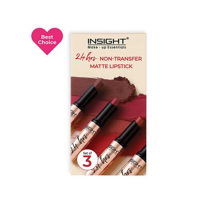 Insight Cosmetics 24 Hrs Non Transfer Matte Lipstick 3's - Lipsticks