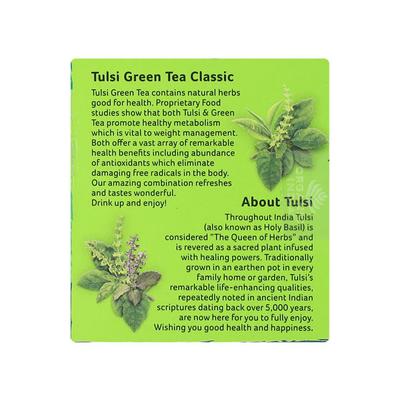 Organic India Tulsi Green Tea Bags - Classic 25's - Teas