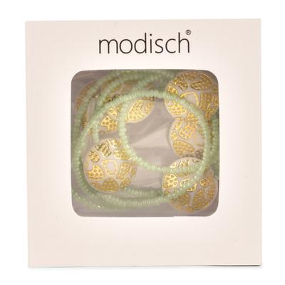 Modisch Green Beads With White Circle Stones With Golden Print Sunglasses Chain (JC-1402-Green) 1's - Wearables Sunglasses