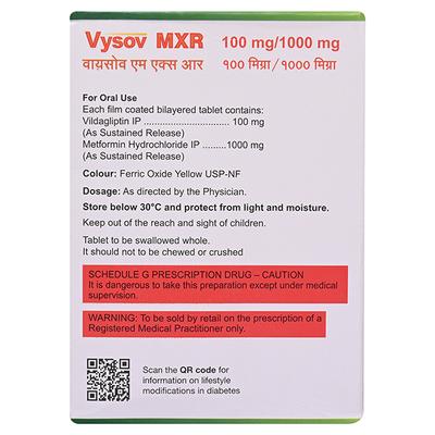 VYSOV MXR 100/1000mg Tablet 15's - Diabetes-Ant