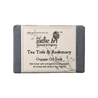 Rustic Art Organic Handmade Tea Tree Rosemary Soap 100 gm - Soaps