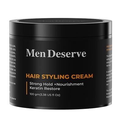 Men Deserve Hair Styling Cream (Strong Hold) + Nourishment Keratin Restore 100gm - Hair Creams