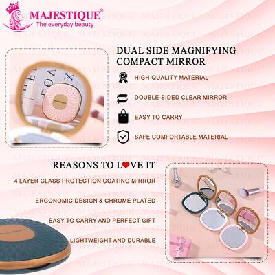 Majestique Dual Magnifying Compact Mirror, 2X Adjustable Folding Mirror - Multicolor 1's - Mirror
