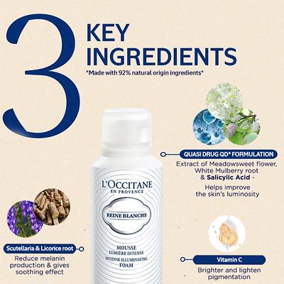 L'Occitane Reine Blanche Intense Illuminating Foam 150 ml - Face Wash & Cleansers