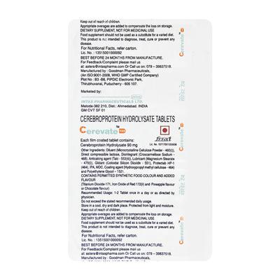 Cerevate 90mg Tablet 10'S - Nootropics And Neurotrophics
