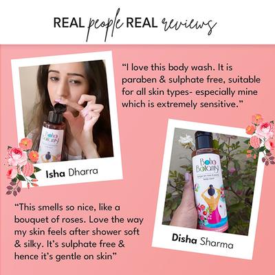 Boho Botanist Body Wash Bulgarian Rose & Peony - Skin Softening Shower Gel, All Skin Types 350 ml - Shower Gels & Body Wash