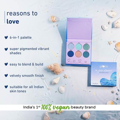 Plum In Your Element Eyeshadow Palette Super Pigmented 6-In-1 Palette, 02 Water 10 gm - Eye Shadow Palettes