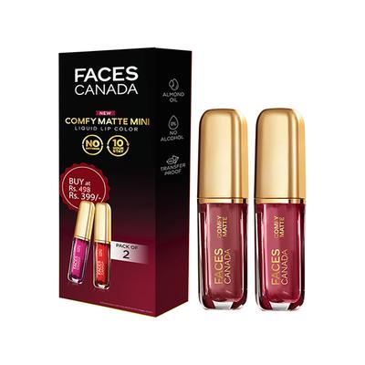 Faces Canada Comfy Matte Mini Liquid Lipstick- Note To Self + Fixed It For You 2.4ml each 2's - Liquid Lipsticks