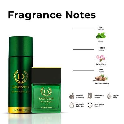 Denver Gift Set for Men- Hamilton Deo(165ml) + Hamilton Perfume(60ml) + Detox Body Wash(325ml) 1's - Shower Gels & Body Wash