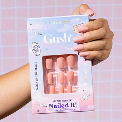 Gush Beauty Nailed It Reusable Luxury Press On Nails With Application Kit Natural Nude - Medium Almond 1's - Nail Art