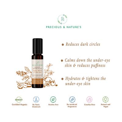 Precious & Nature'S Organic Under Eye Oil with Coffee Myrrh and Chia Seed For Puffiness and Dark Circles 10 ml - Under Eye Creams & Serums