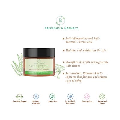 Precious & Nature'S Certified Organic and Cold-Pressed Pure Aloe Vera Gel 50 gm - Face Gels