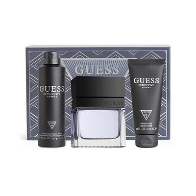 Guess Seductive Homme Gift Set (Eau de Toilette 100ml + Shower Gel 100ml + Body Spray 170g + Pouch) 1's - Men Perfumes (Edt/Edp)