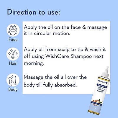 WishCare 100% Pure Cold Pressed Natural Moroccan Argan Oil 100 ml - Hair Oils