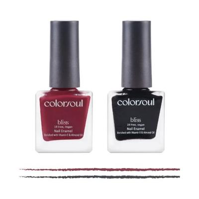 Colorsoul Bliss Vegan Nail Enamel, Candy Floss, Hot Tar, B04, B24 (Pack of 2 x 8 ml) 1's - Nail Polish
