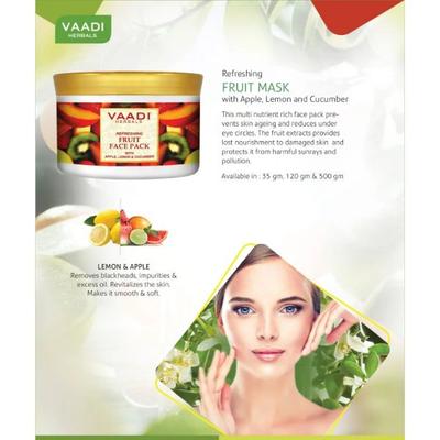 Vaadi Herbals Refreshing Fruit Face Pack With Apple Lemon & Cucumber 600 gm - Face Packs