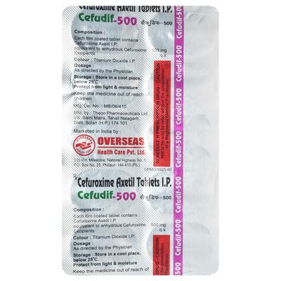 CEFUDIF 500mg Tablet 10's - Bacterial Infections-Cep