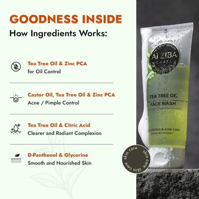 Alziba Cares Face Wash - Tea Tree Oil 100 ml - Face Washes