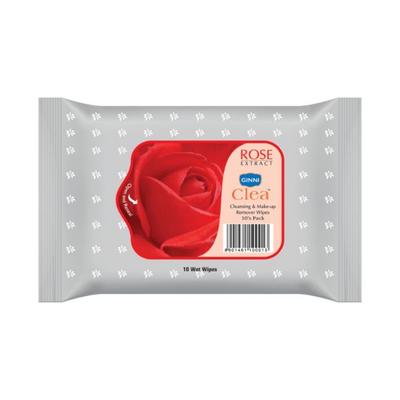 GINNI Cleansing & Makeup Remover Wet Wipes (Rose) (10's Wipes/Pack) 1's - Make Up Removers