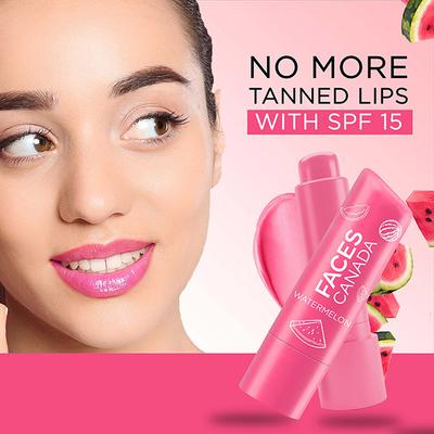 Faces Canada Colour Lip Balm - Watermelon 02 Vitamin C SPF15 12 Hrs Moisture 4.5gm - Lip Balms