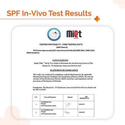 The Derma Co. 1% Hyaluronic Sunscreen Oil-Free Gel Lightweight Sunscreen Acne-Prone Skin 50 gm - Face Sunscreen