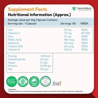 HealthBest Haemobest Veg Capsule 60's - Multi-Vitamins