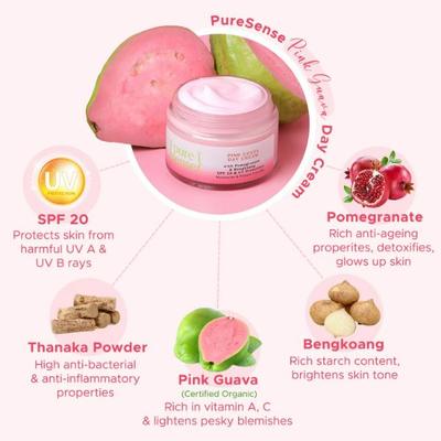 PureSense Pink Guava Day Cream with Pomegranate & Bengkoang with SPF 20 & UV protection Face Moisturizer 60 ml - Day Cream