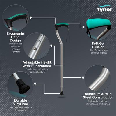 Tynor Walking Stick - Silver 1's - Walker & Walking Stick