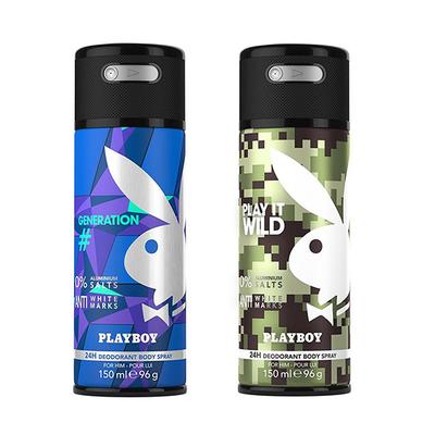 Playboy Generation + Wild Deo New Combo Set - Pack of 2 Mens 300 ml - Men Deodorants/Roll-Ons