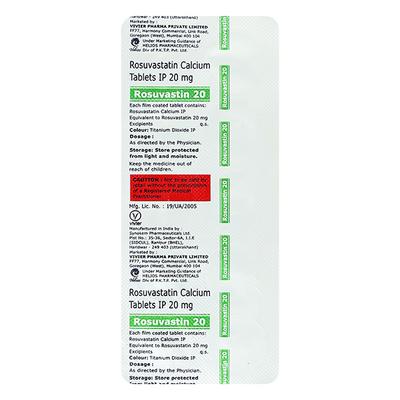 ROSUVASTIN 20mg Tablet 10's - High Cholesterol-Dys