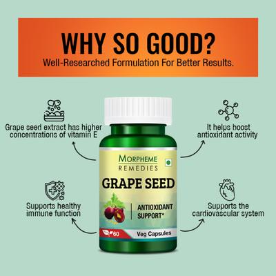 Morpheme Remedies Grape Seed 500 mg Veg Capsule 60's - Herbal Dietary Supplement