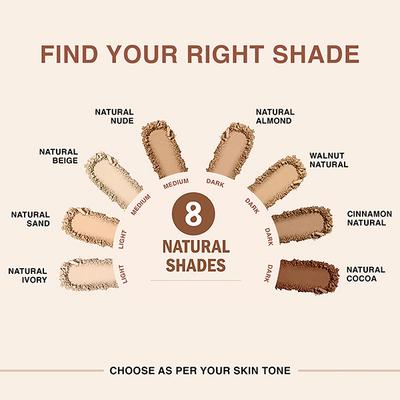 Lakme 9to5 Unreal Dual Cover Pressed Powder, 2 In 1 Compact + Foundation, 38 Walnut, 9 gm - Compact Powder