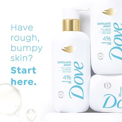 Dove 4% Refining Serum + AHA Exfoliate Away Serum Body Wash, 300 ml - Shower Gels & Body Wash