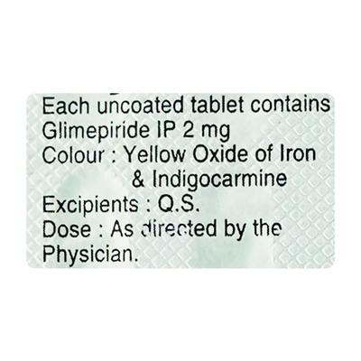 Zoryl 2mg Tablet 15'S - Diabetes-Ant