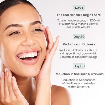 Hk Vitals Truebasics Collaskin, Marine Collagen Peptides for Youthful Glowing Skin, Orange 200 gm - Hair & Skin