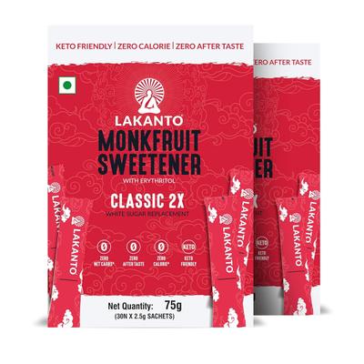 Lakanto Monkfruit Sweetener Sachets - Classic 2X (30's X 2.5 g) 1's - Sugar Substitute