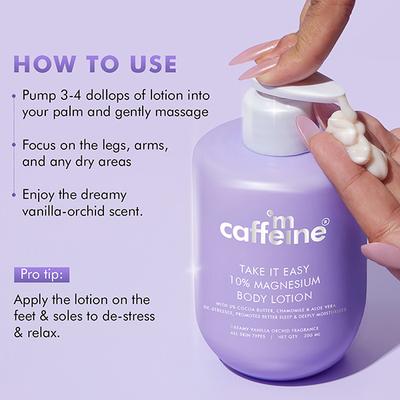MCaffeine 10% Magnesium Body Lotion, 3X Instant Stress Reduction, Vanilla Betters Sleep & Relaxes 300 ml - Lotions & Creams