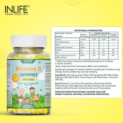 Inlife Vitamin D Gummies - Lemon Flavour 30's - Multi-Vitamins