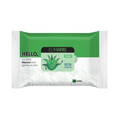 MARS Natural Wet Wipes (25 Wipes) - Aloe 1's - Make Up Removers
