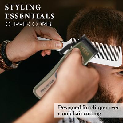 Vega Professional Clipper Comb for Salon with Anti-Static, Hair Cutting Combs Great for Barbering and Styling, White (VPPCC-01) 1's - Hair Brushes