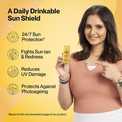 Setu Skin Protect - First Drinkable Sunshield with Plant Based NutroxSun & Glutathione (1 Serving, Strawberry) 1's - Multi-Vitamins