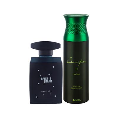 Maryaj After Dark EDP Woody Aromatic Perfume And Ajmal Sacrifice II For Him Deodorant Fruity Aromatic Fragrance 300 ml - Men Perfumes (Edt/Edp)