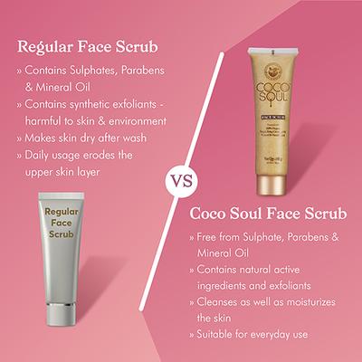 Coco Soul Face Scrub -With Coconut & Ayurveda- Paraben & Sulphate Free 100gm - Face Scrubs