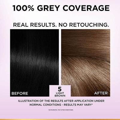 L'Oreal Paris Excellence Creme 5 Light Brown with French Rose Oil Triple Care Color 100gm+72 ml - Crème