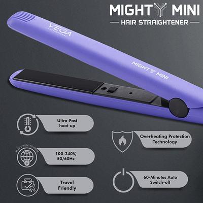 VEGA Professional Mighty Mini Hair Straightener, Blue (VPVHS-11) 1's - Hair Dryers
