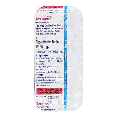 TOPATE 25MG TABLET 10'S - Epilepsy/Convulsion-Ant