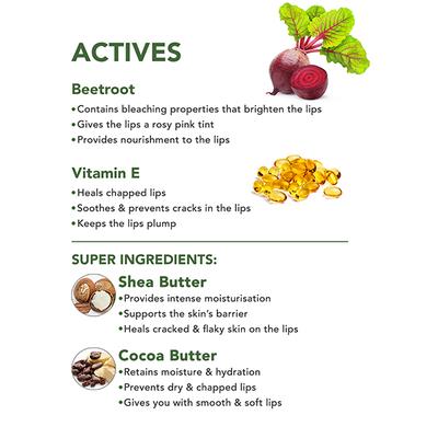 Skivia Beetroot Lip Brightening Scrub With Vitamin E & Shea Butter 12 gm - Lip Scrubs